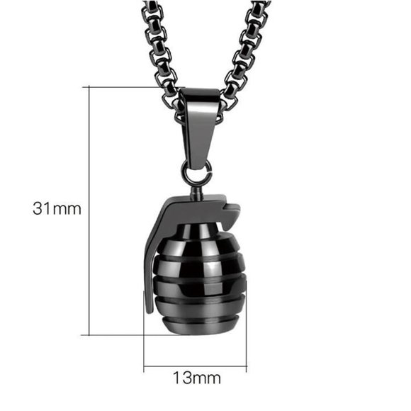 New! Stainless Steel Grenade Pendant Necklace Box Chain - Picture 6 of 6